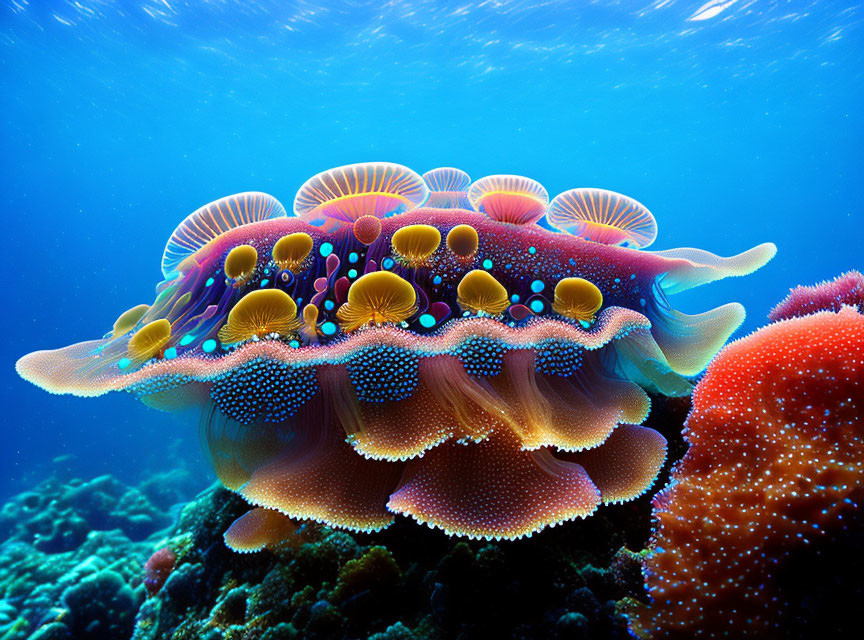 Colorful Marine Organism in Vibrant Underwater Scene