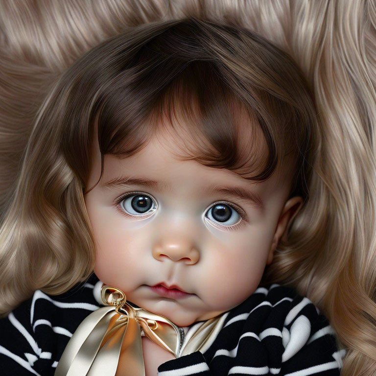 Digitally Rendered Image of Baby with Blue Eyes and Brown Hair