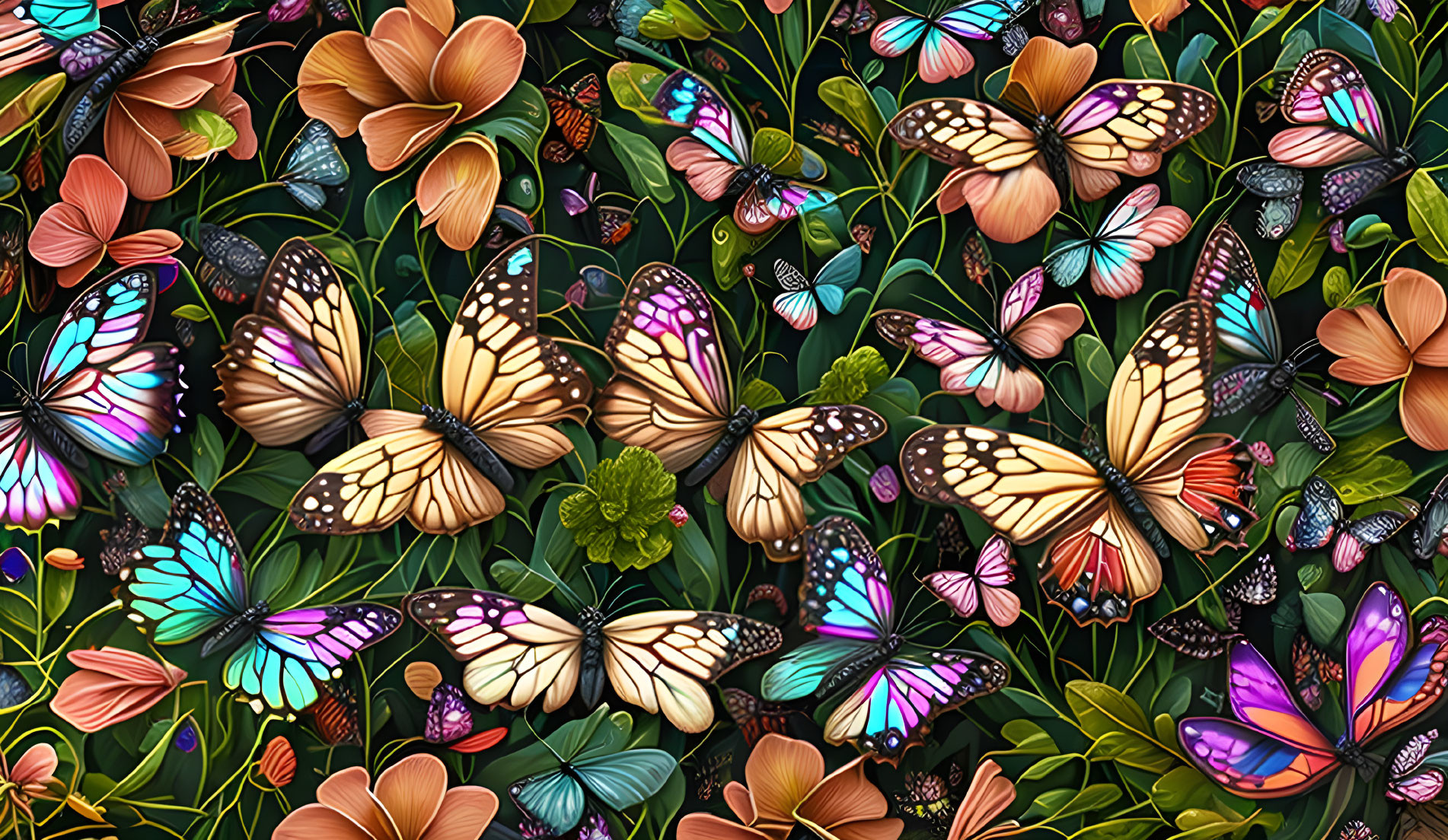 Colorful Butterfly Collection in Lush Greenery