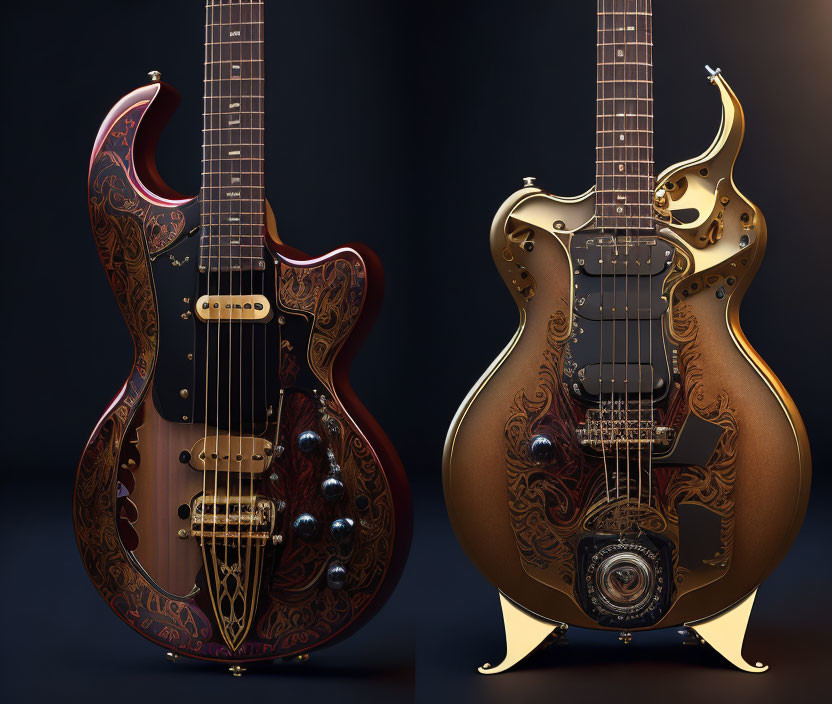 Ornate Custom-Designed Guitars with Glossy Finishes