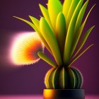 Colorful surreal plant artwork on gradient background