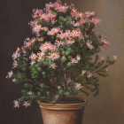 Classic Still Life Painting: Bouquet of Pink Astilbe, Roses, and Daisies in