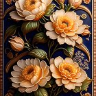 Floral Bas-Relief Wooden Panel with Intricate Carvings