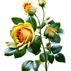 Colorful bouquet featuring orange-yellow rose on dark background