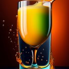 Vibrant orange liquid pouring into glass on orange backdrop