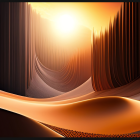 Warm-toned abstract digital art with flowing shapes in orange, brown, and black, featuring a lumin