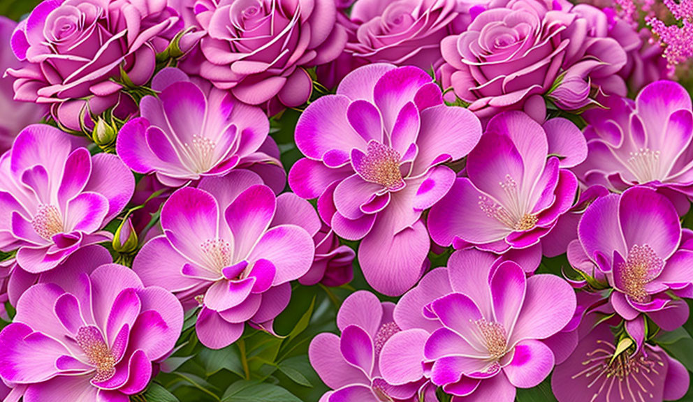 Colorful Rose and Purple Flower Arrangement