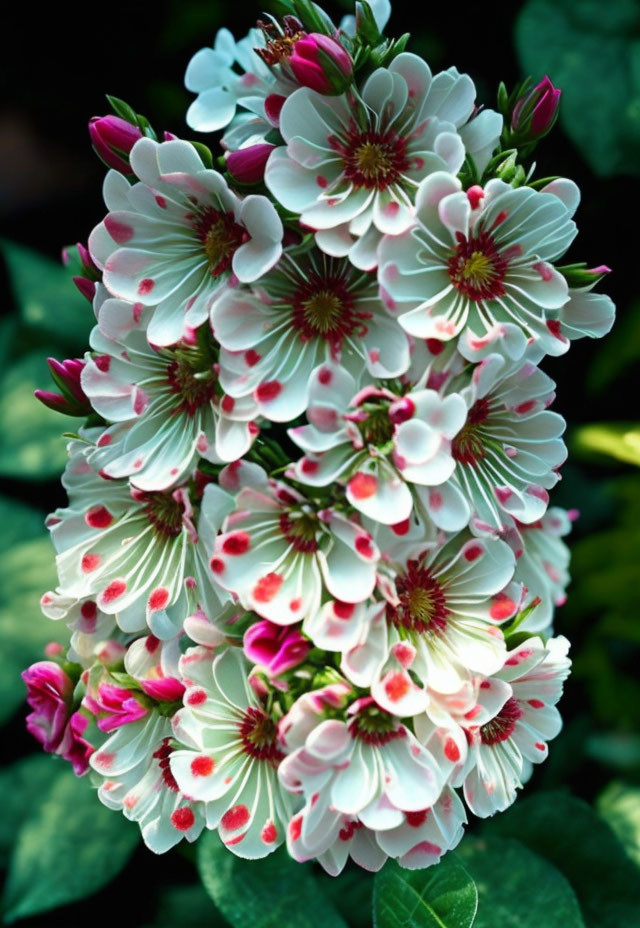 White and Pink Flowers with Red Markings in Natural Setting