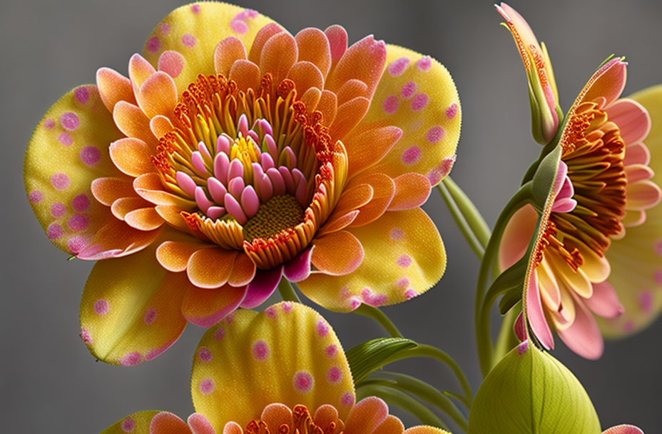 Detailed Yellow-Orange Flower with Intricate Center and Soft Petals