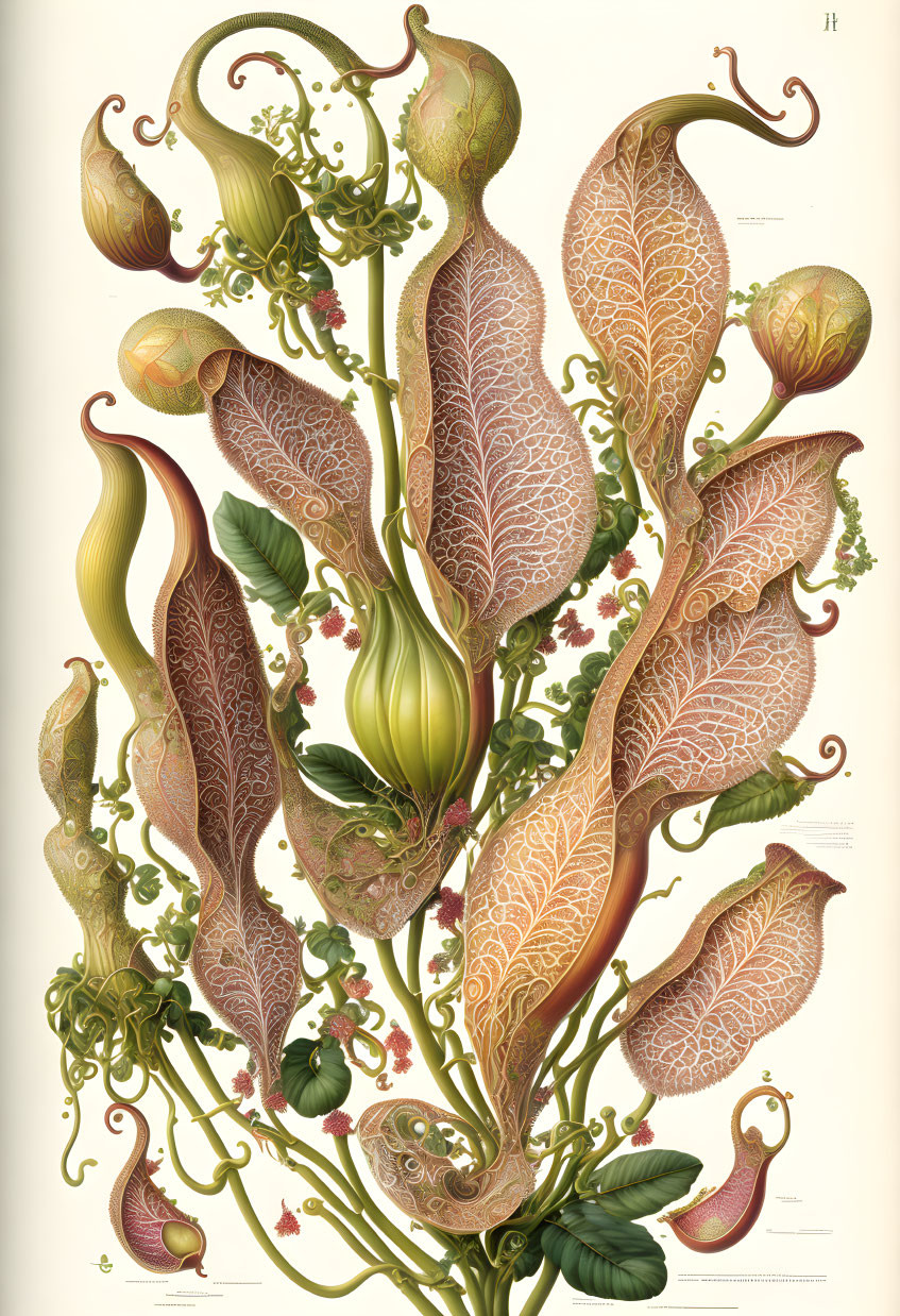 Detailed Botanical Illustration of Elaborate Plant Leaves