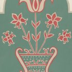 Colorful Stylized Flower Bouquet in Teacup Illustration on Teal Background