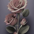 Vibrant digital illustration of five gradient roses on purple background