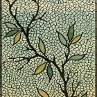 Stylized tree stained glass artwork with colorful mosaic branches