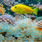 Colorful Underwater Scene with Yellow Fish and Jellyfish