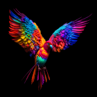 Colorful Rainbow Parrot Displayed on Black Background