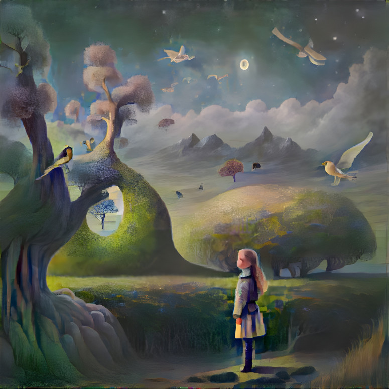 Bird girl landscape