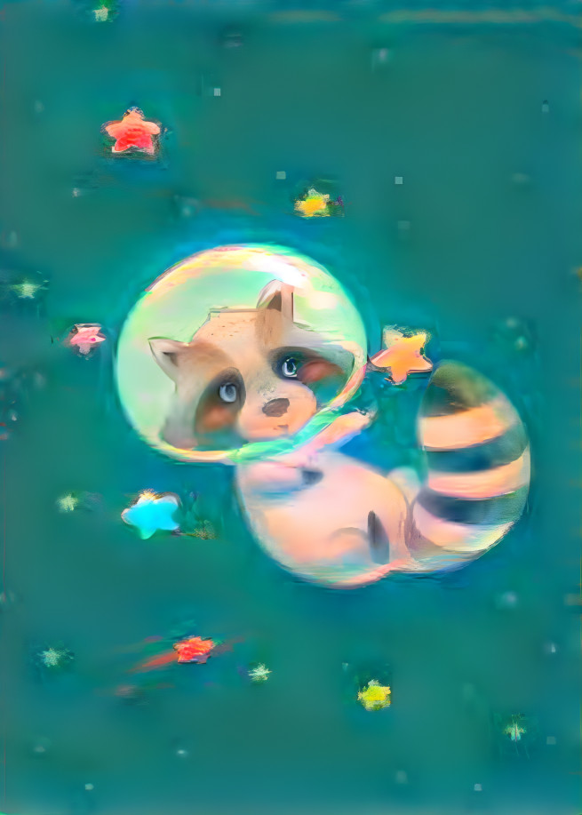 Bubble raccoon astronaut/diver