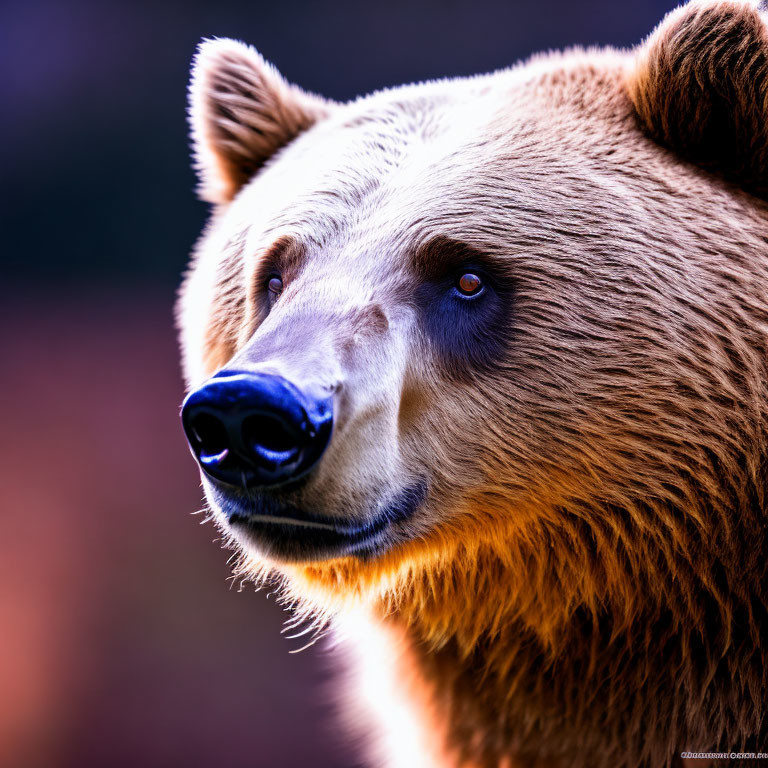 Detailed Close-Up of Brown Bear's Face and Fur Texture