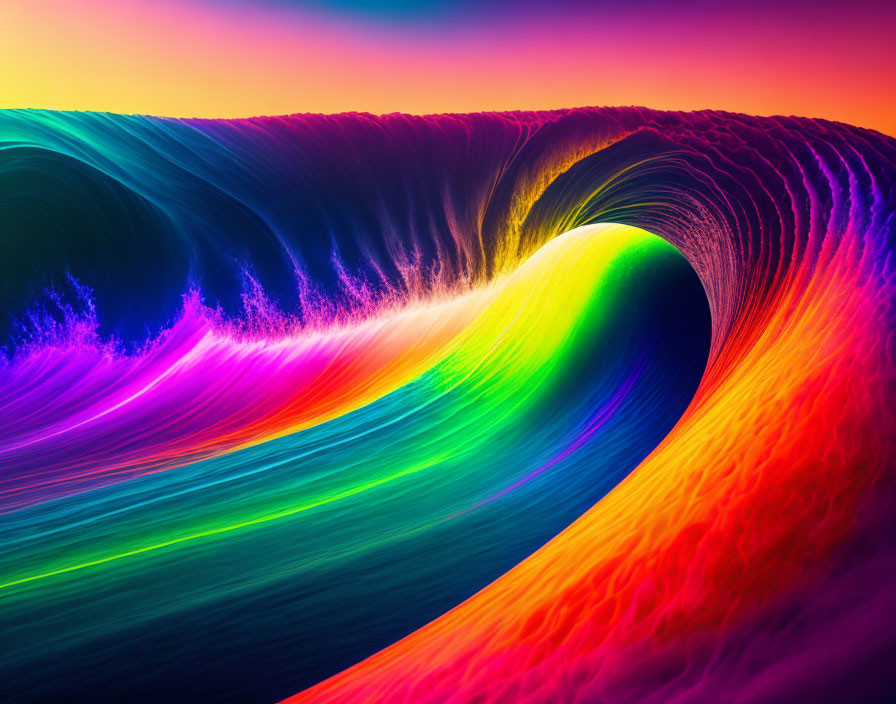 Vibrant Neon Wave Artwork with Dynamic Colors