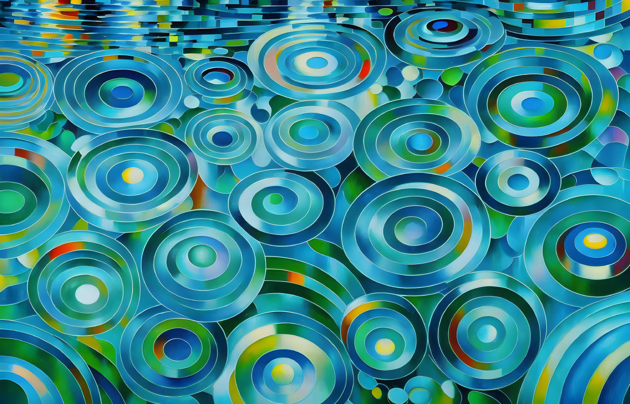 Translucent Circles in Blue, Green, and Orange Ripple Effect