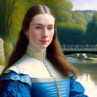 Hyper-realistic digital portrait of young woman in historical dress.