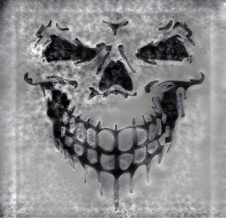 inverted multicolored skull