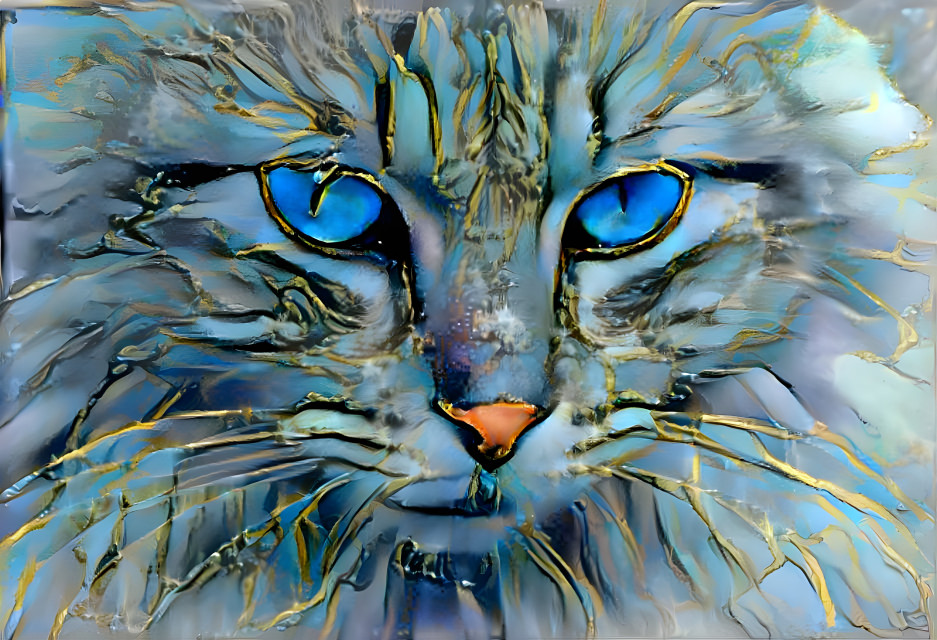 Cat in Sapphire, Gold, and Ice