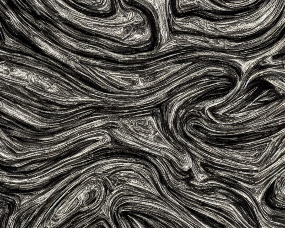 Abstract Monochrome Textured Pattern with Swirling Lines