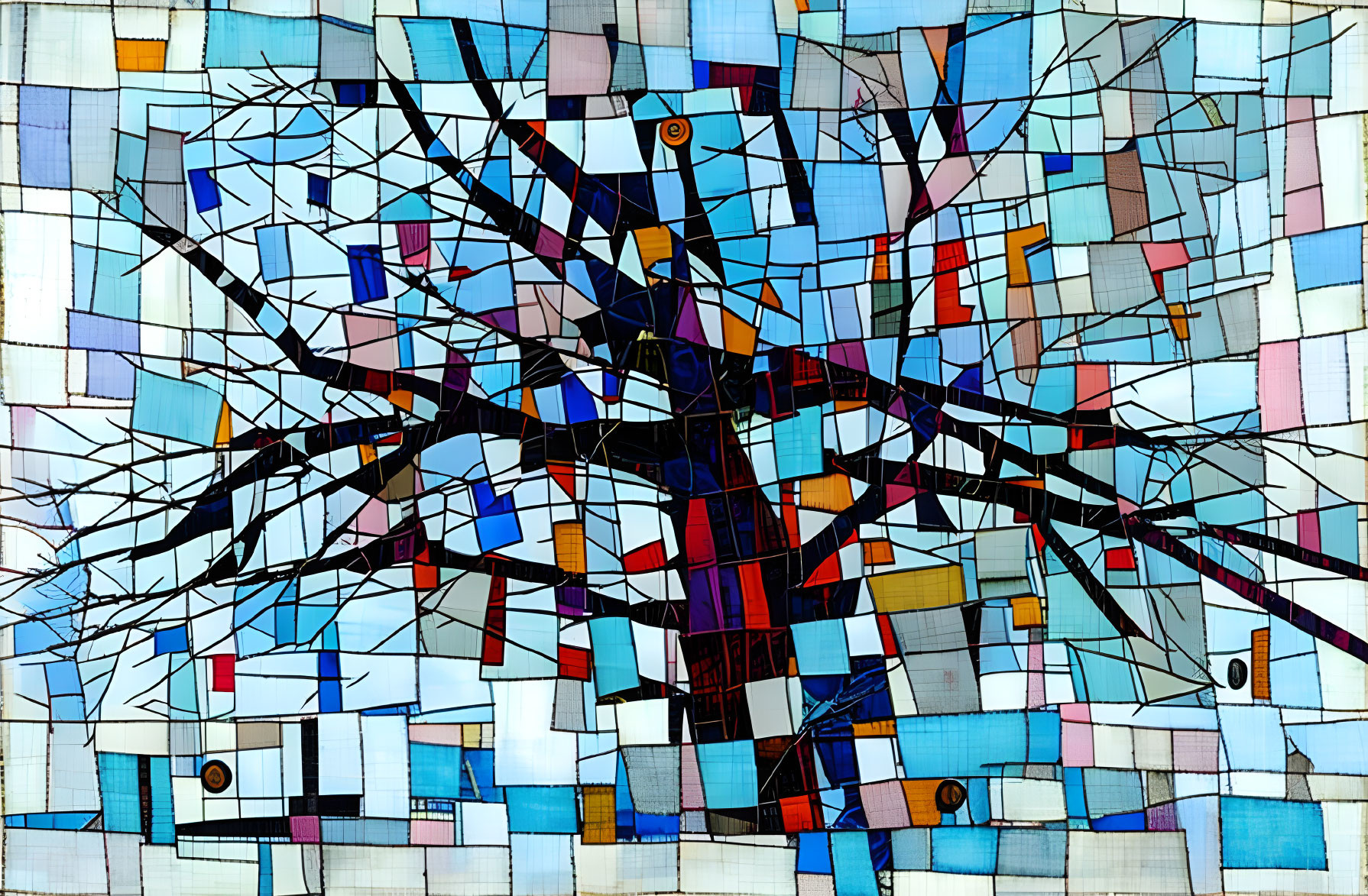 Colorful Geometric Abstract Stained Glass Artwork