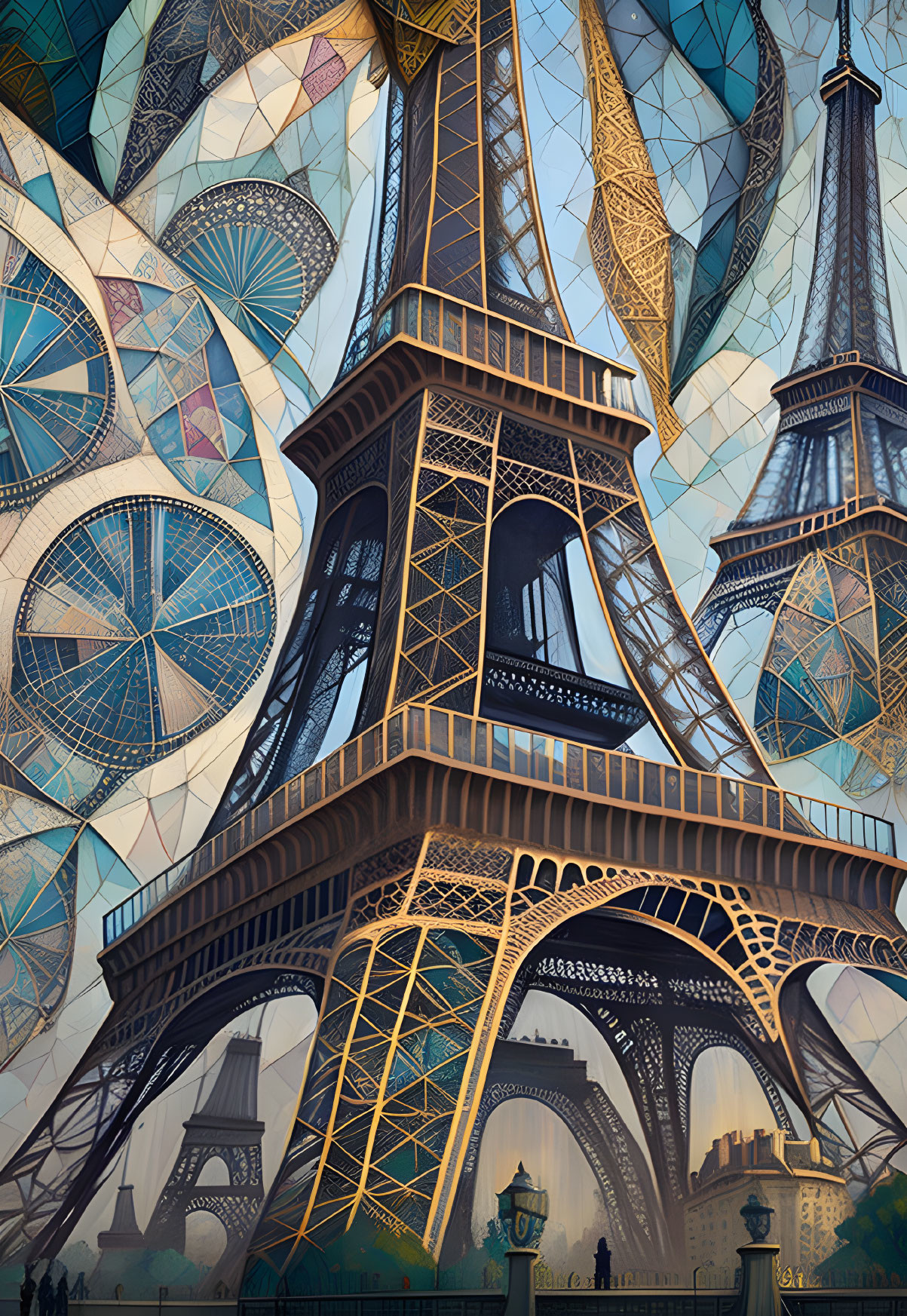 Eiffel Tower Artistic Stained Glass Design