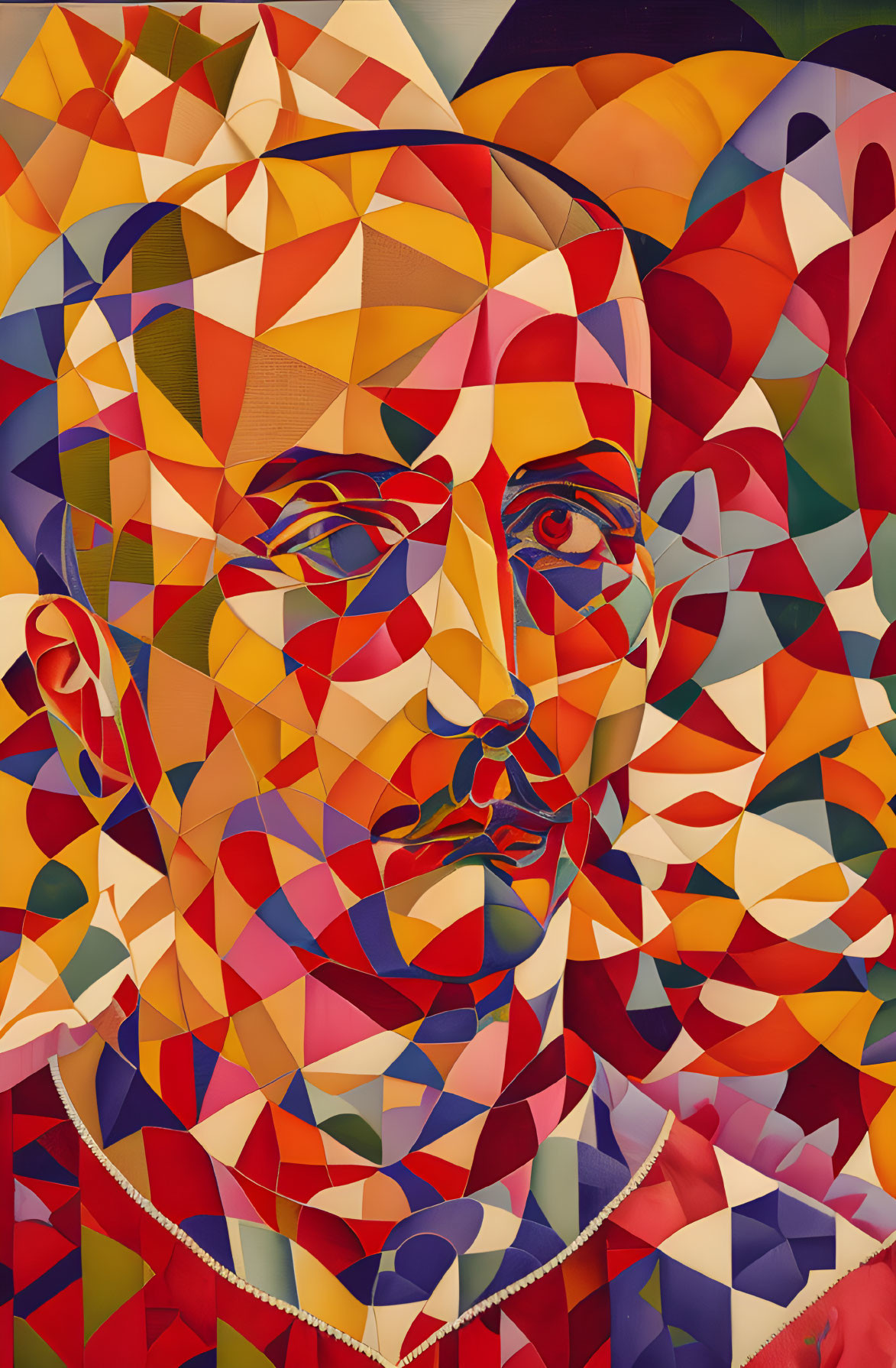 Vivid Geometric Abstract Portrait with Colorful Patterns