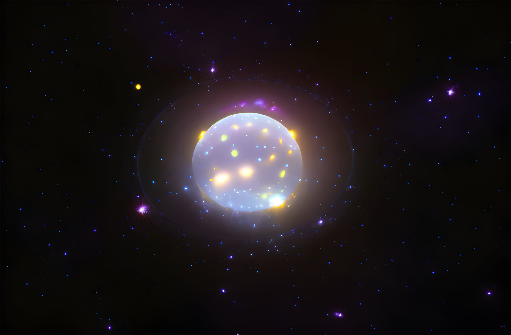 Celestial Sphere Digital Rendering with Vibrant Space Colors