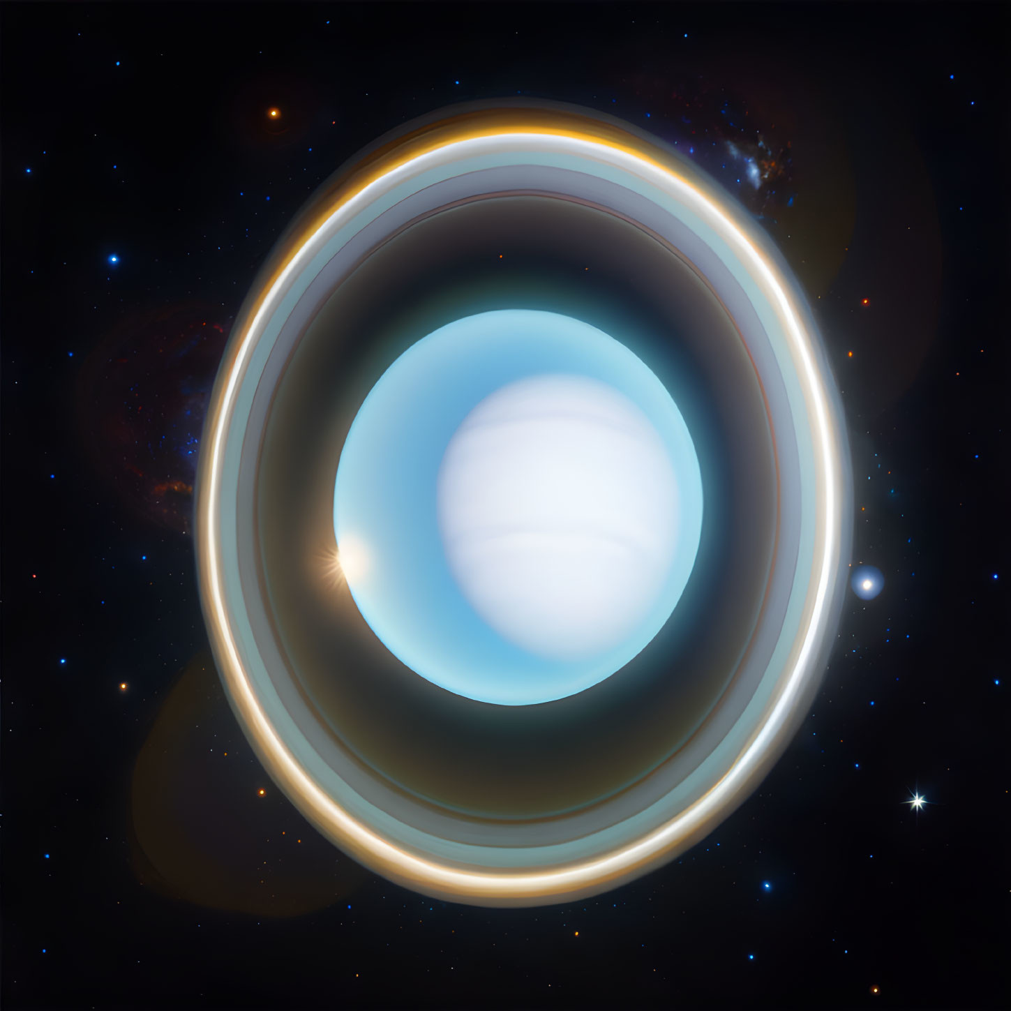 Saturn-like Planet with Rings in Starry Space