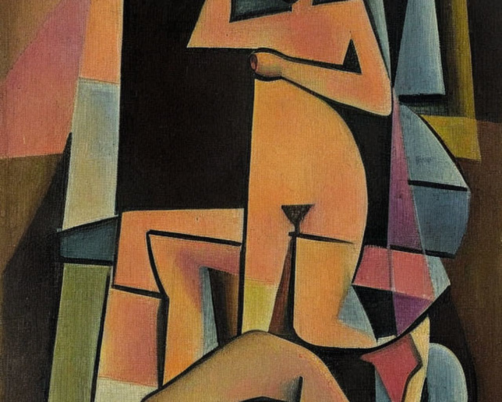 Abstract Cubist Painting of Reclining Female Figure