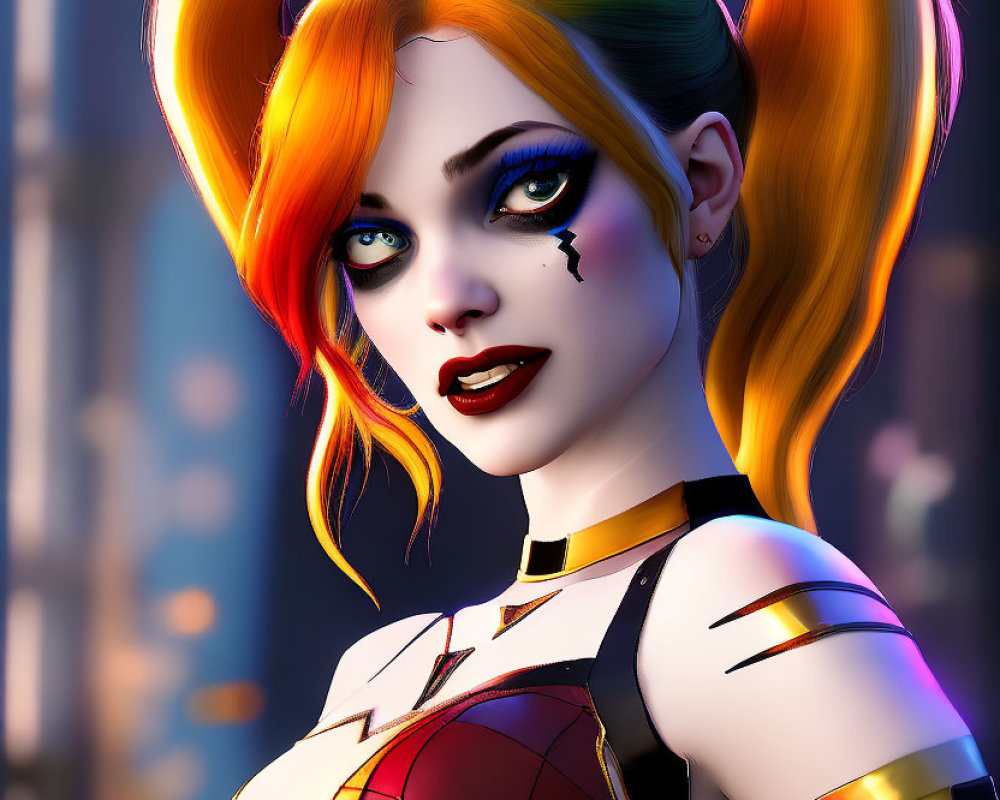 Vibrant 3D illustration of female character with unique hair and heart tattoo