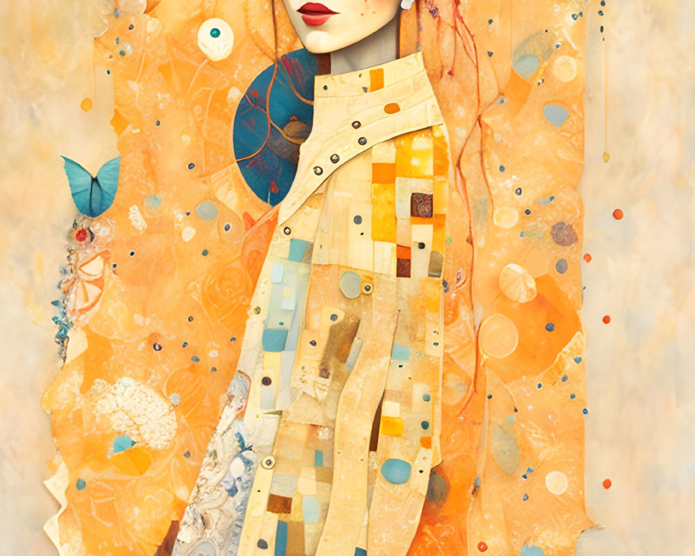 Stylized illustration of woman with floral autumn headdress