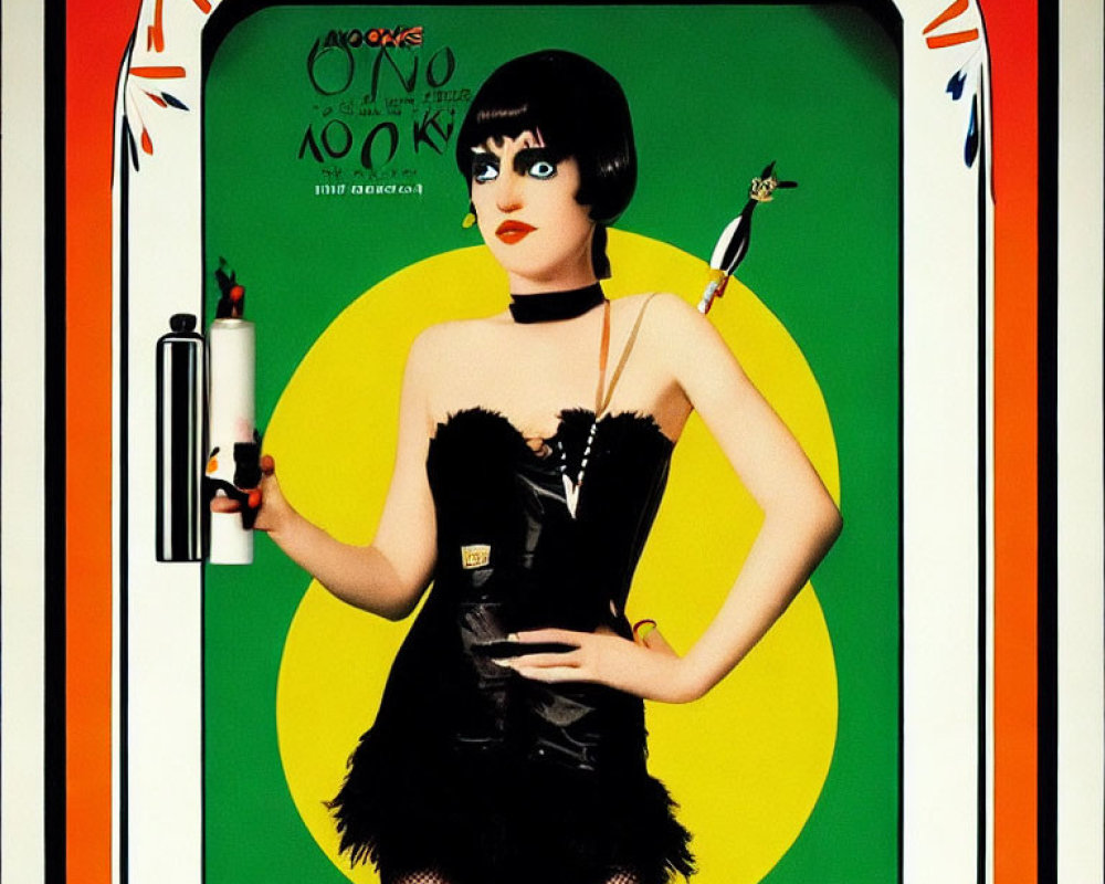 Stylized poster of woman in flapper dress with bob haircut