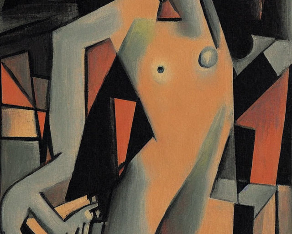 Fragmented Female Figure in Abstract Cubist Painting