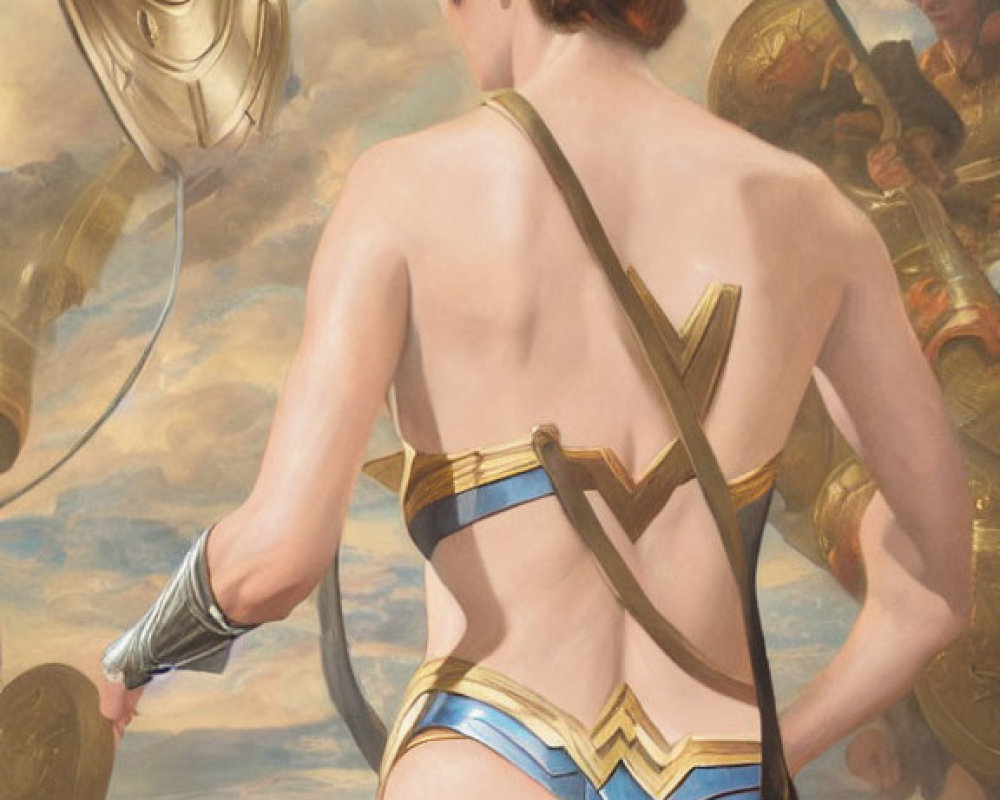 Strong Female Warrior in Stylized Armor Ready for Battle