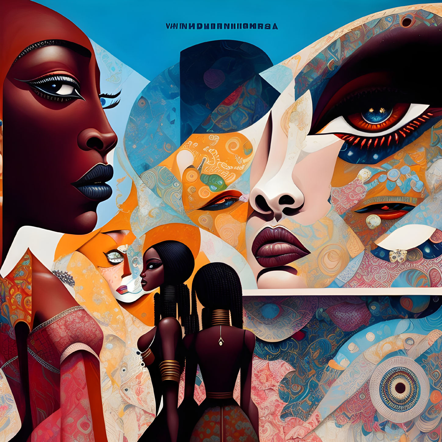 Abstract Art: Stylized Female Figures with Rich Color Palette