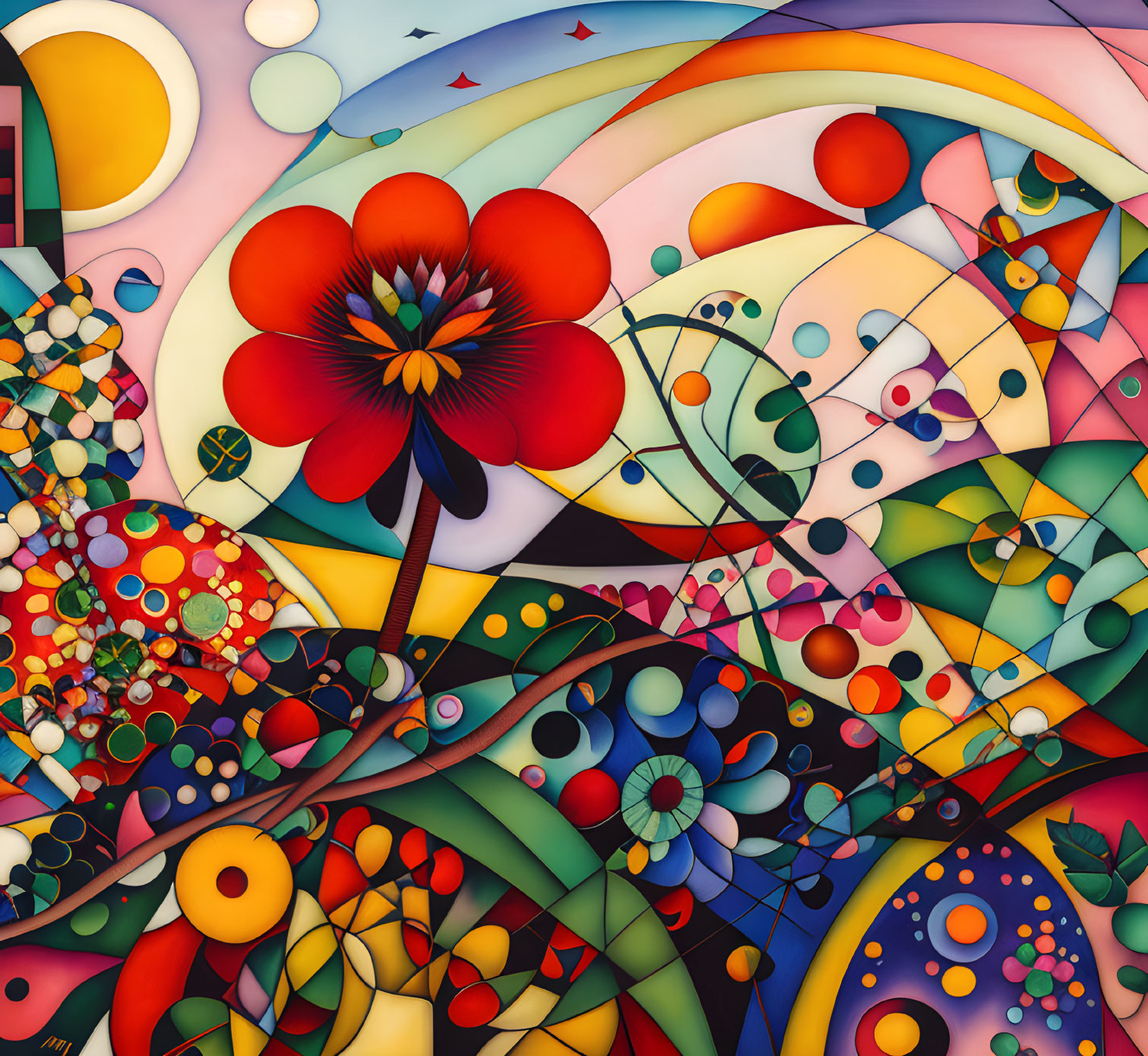 Vivid Abstract Artwork: Geometric and Floral Patterns