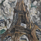 Eiffel Tower Artistic Stained Glass Design