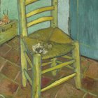 Illustration of yellow chair with sunflower in Van Gogh style