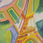 Colorful Abstract Eiffel Tower Illustration with Geometric Patterns