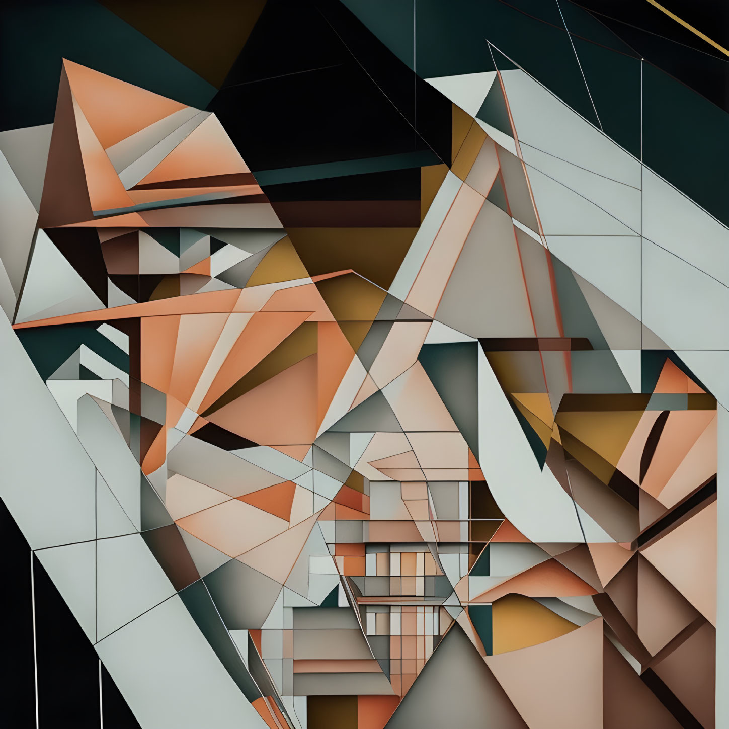 Geometric Composition in Orange, Cream, and Grey Palette