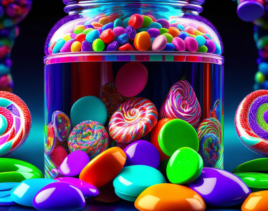 Colorful Candy Assortment in Vibrant Glass Jar