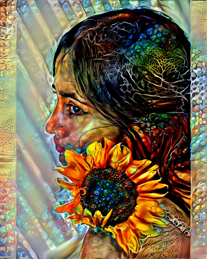 Sunflower and lady