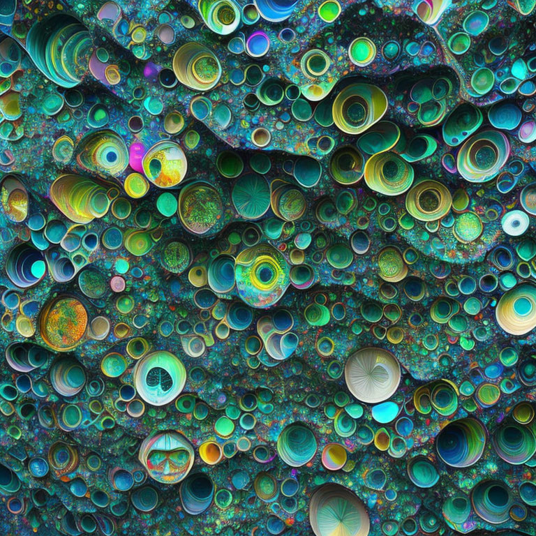 Colorful Overlapping Circles and Spheres in Abstract Fractal Pattern