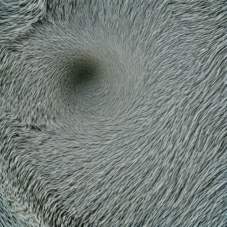 Grey swirling fibers forming textured vortex pattern