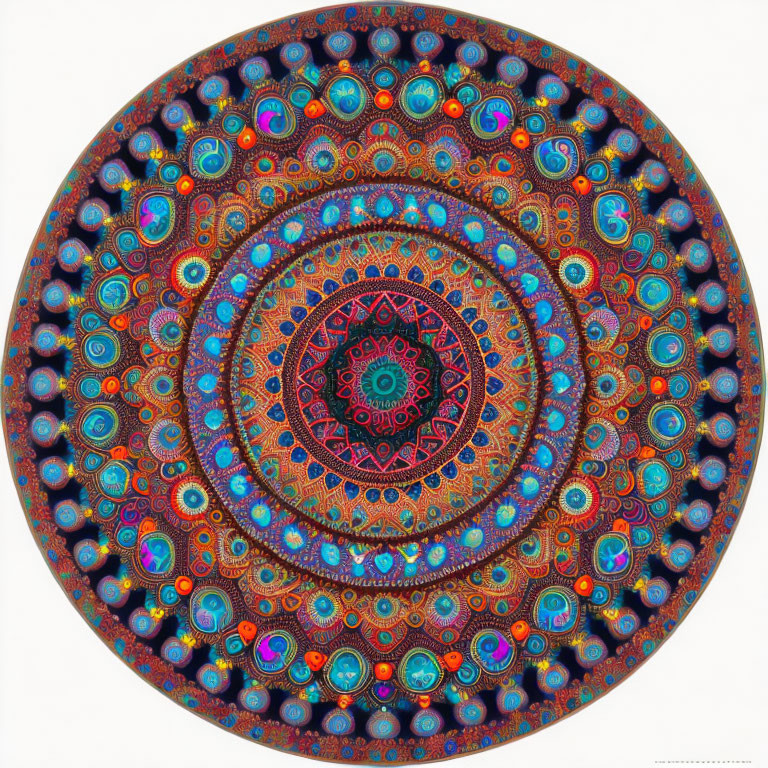 Colorful Mandala with Intricate Patterns and Symmetry